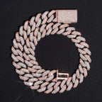 15mm Two Tone Raised Cuban Chain — Moissanite, 925 Silver