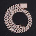 15mm Two Tone Raised Cuban Chain — Moissanite, 925 Silver