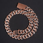 15mm Two Tone Raised Cuban Chain — Moissanite, 925 Silver