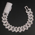 16mm Baguette Cuban Bracelet — Moissanite, 925 Silver