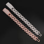 16mm Baguette Cuban Bracelet — Moissanite, 925 Silver