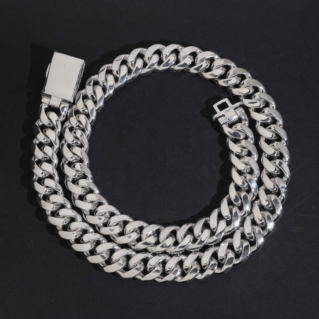 16mm Big Stone Cuban Chain — Moissanite, 925 Silver