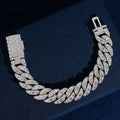 16mm Cuban Bracelet Moonrock Setting — Moissanite, 925 Silver