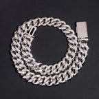 17mm Cuban Chain Baguette Setting — Moissanite, 925 Silver