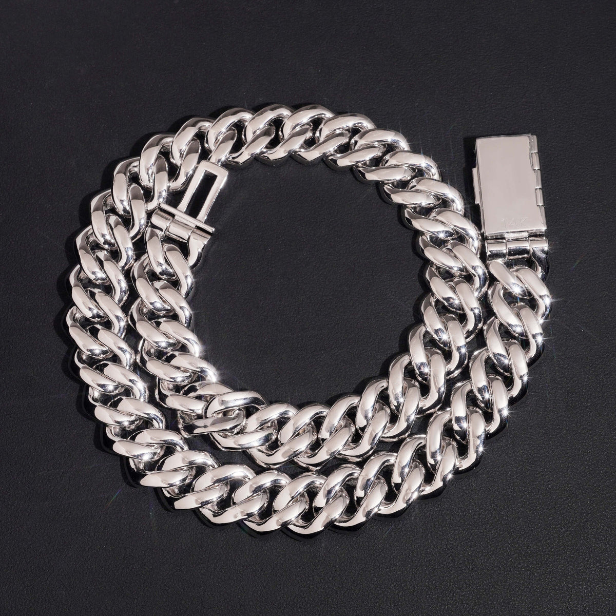 17mm Cuban Chain Baguette Setting — Moissanite, 925 Silver