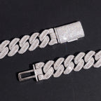 17mm Cuban Chain Baguette Setting — Moissanite, 925 Silver