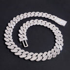 17mm Cuban Chain Baguette Setting — Moissanite, 925 Silver