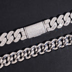 17mm Cuban Chain Baguette Setting — Moissanite, 925 Silver
