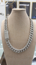 17mm Cuban Chain Pavé Setting New Lock — Moissanite, 925 Silver