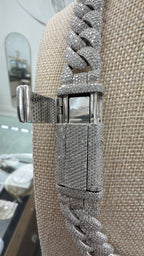 17mm Cuban Chain Pavé Setting New Lock — Moissanite, 925 Silver