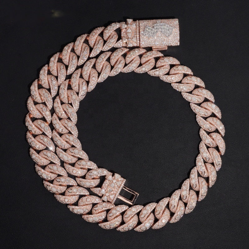 18mm Bezel Cuban Chain — Moissanite, 925 Silver