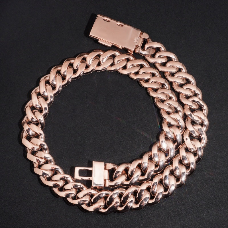18mm Bezel Cuban Chain — Moissanite, 925 Silver