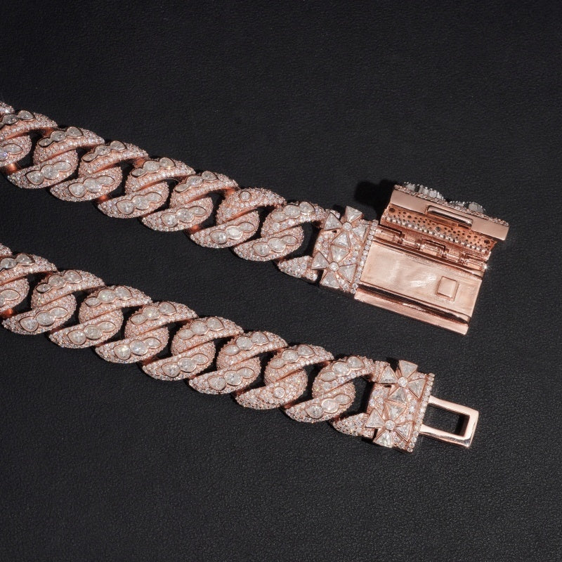 18mm Bezel Cuban Chain — Moissanite, 925 Silver