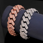 18mm Heavy Cuban Bracelet — Moissanite, 925 Silver
