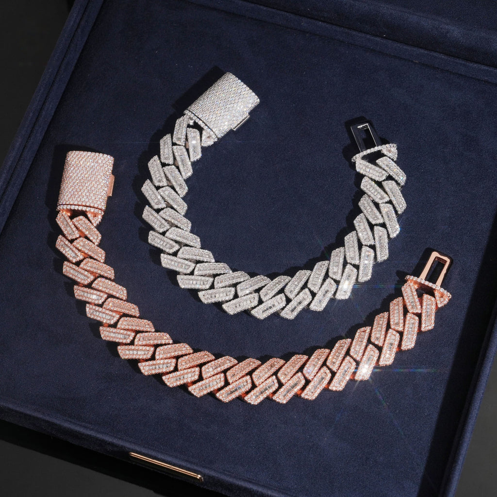 18mm Heavy Cuban Bracelet — Moissanite, 925 Silver