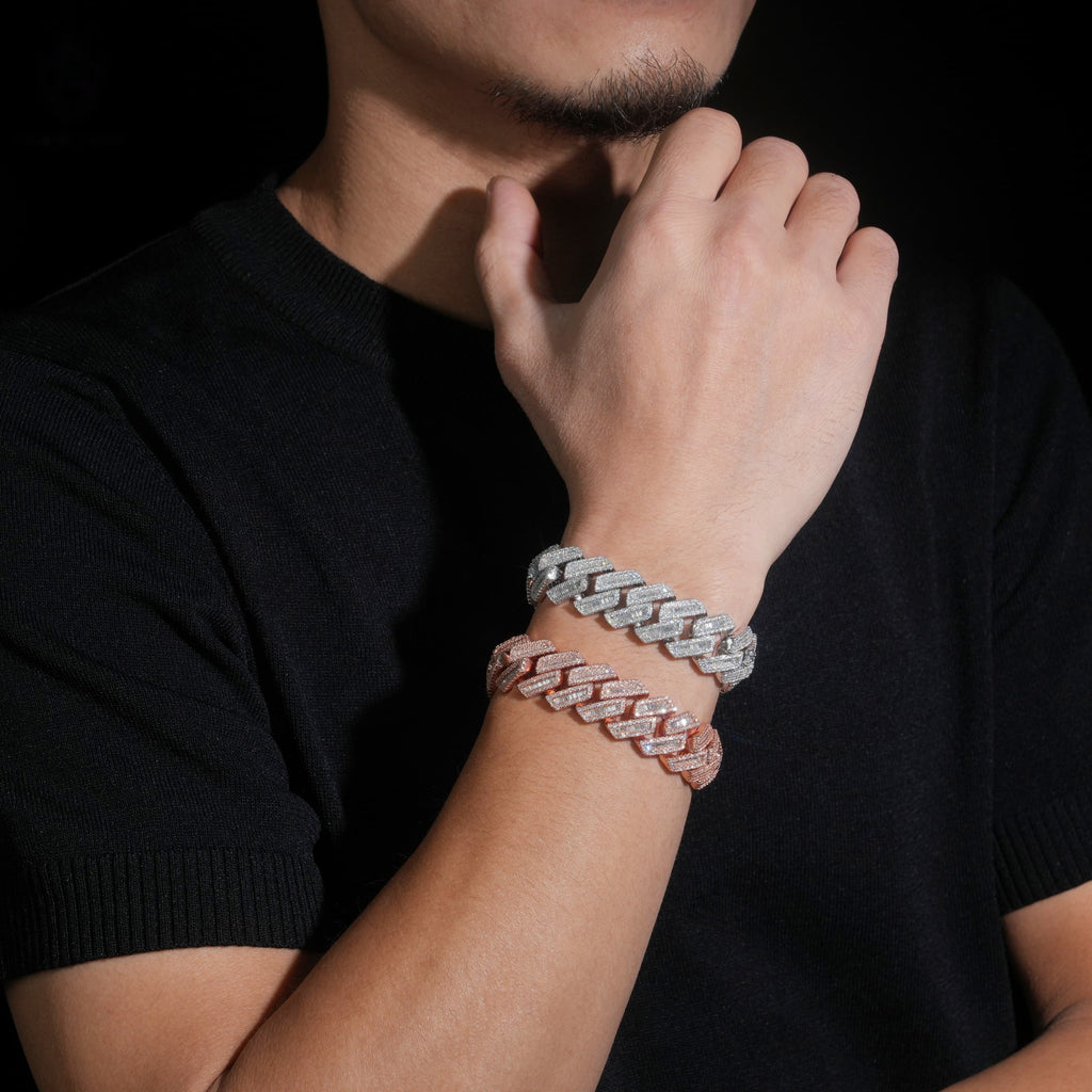 18mm Heavy Cuban Bracelet — Moissanite, 925 Silver