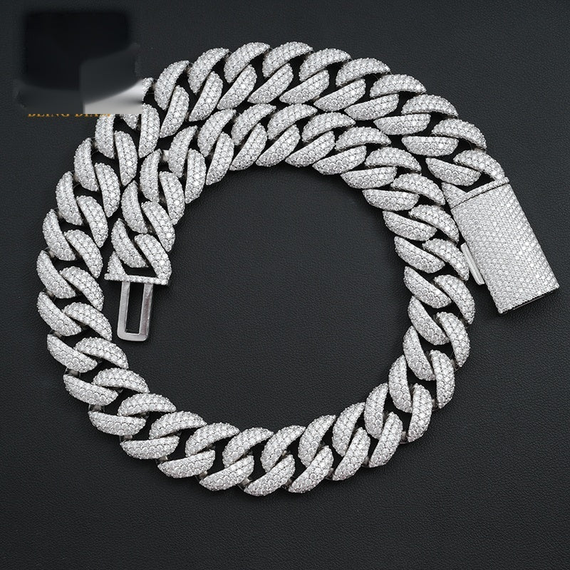 18mm Iced Cuban Chain — Moissanite, 925 Silver