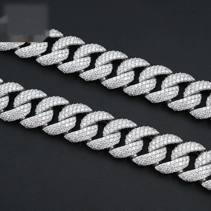 18mm Iced Cuban Chain — Moissanite, 925 Silver