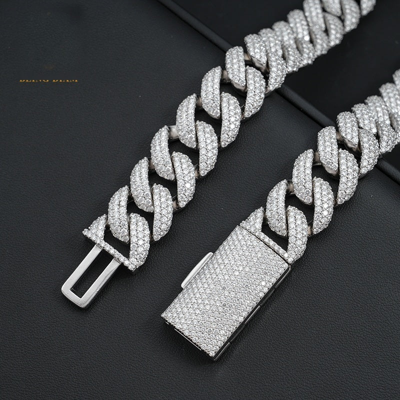 18mm Iced Cuban Chain — Moissanite, 925 Silver