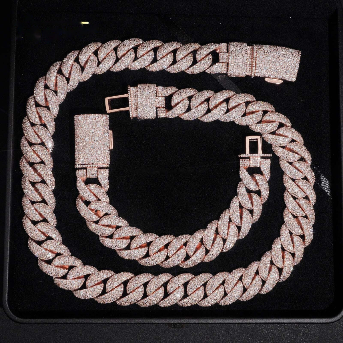 18mm Mosaic Cuban Chain — Moissanite, 925 Silver