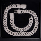 18mm Mosaic Cuban Chain — Moissanite, 925 Silver