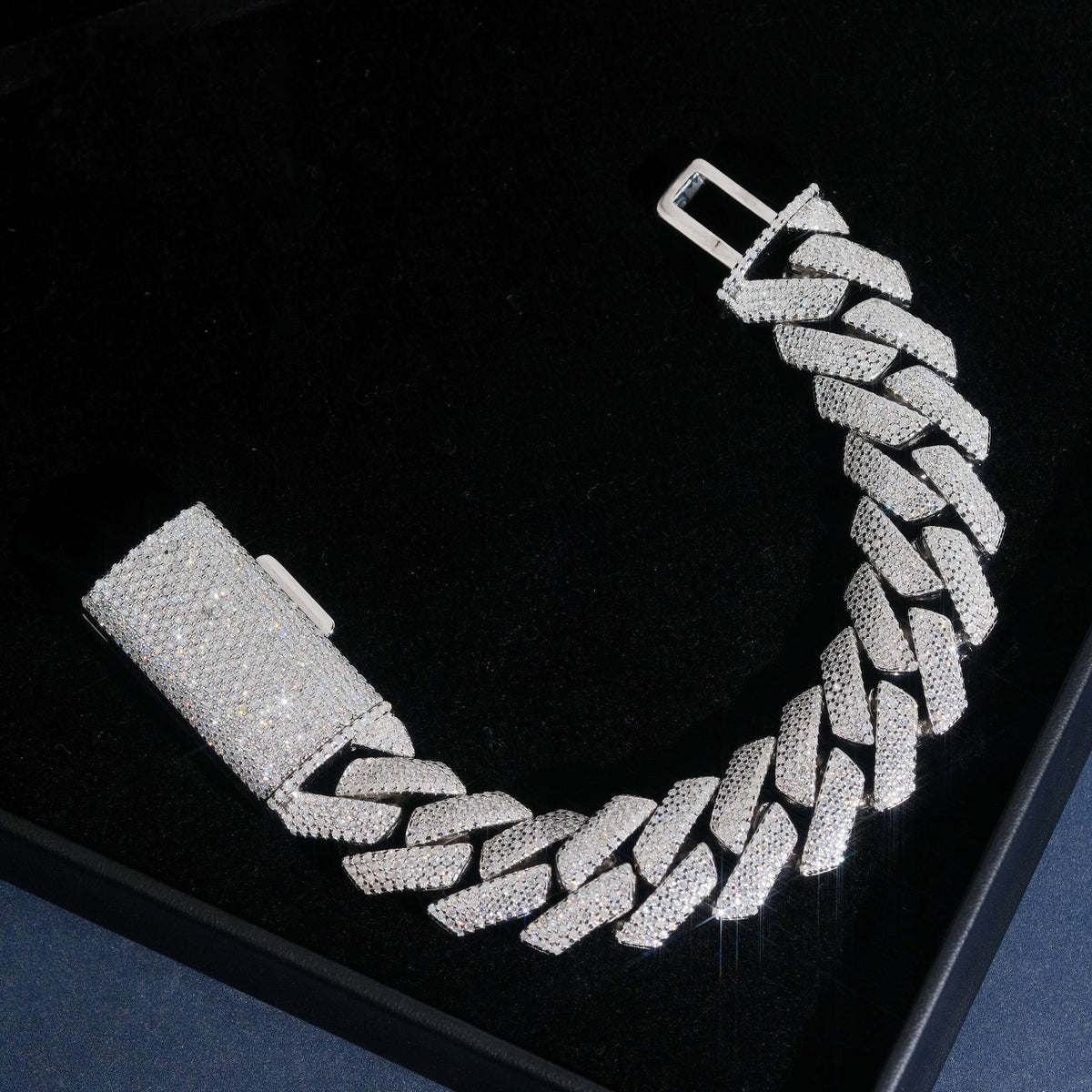 20mm 4-Row Iced-Out Cuban Link Bracelet — Moissanite, 925 Silver