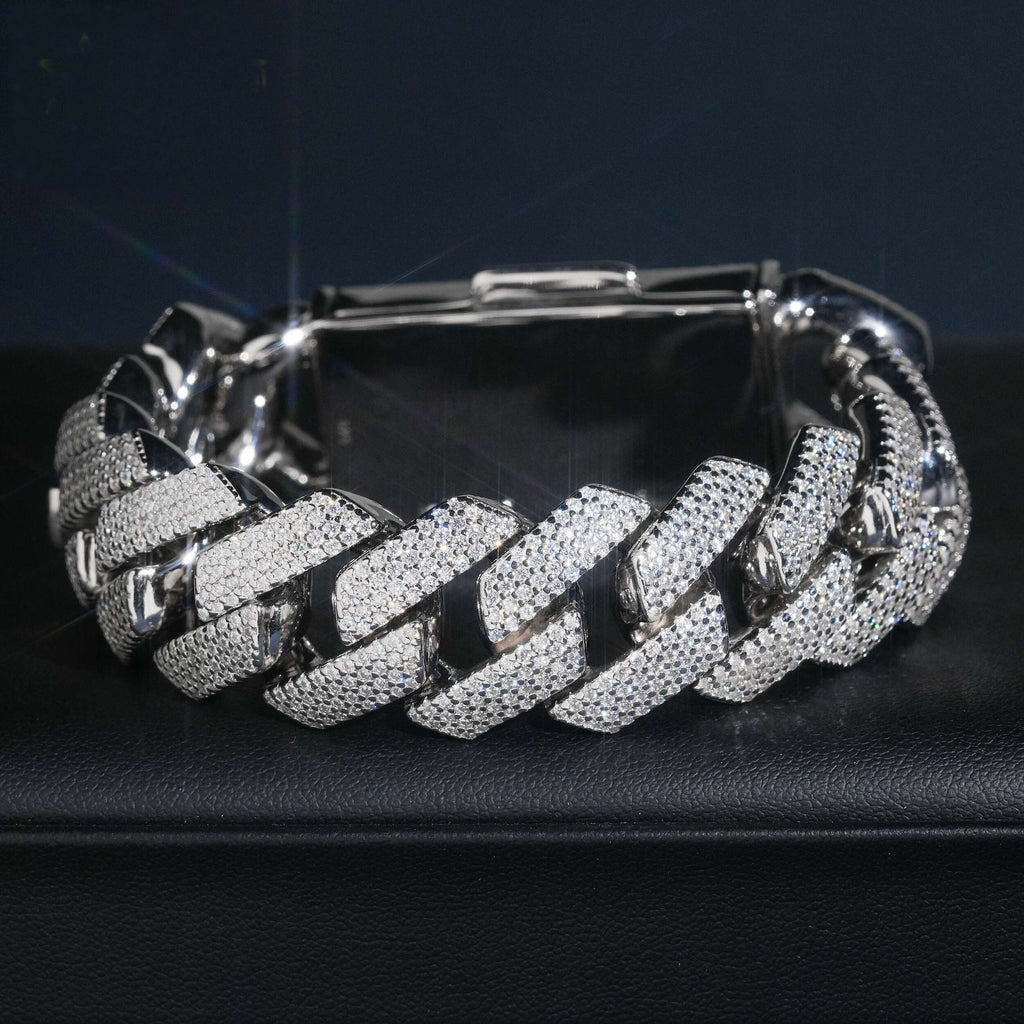20mm 4-Row Iced-Out Cuban Link Bracelet — Moissanite, 925 Silver