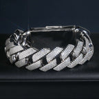 20mm 4-Row Iced-Out Cuban Link Bracelet — Moissanite, 925 Silver