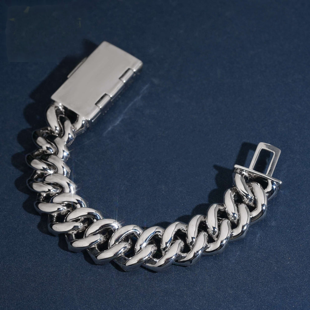 20mm 4-Row Iced-Out Cuban Link Bracelet — Moissanite, 925 Silver