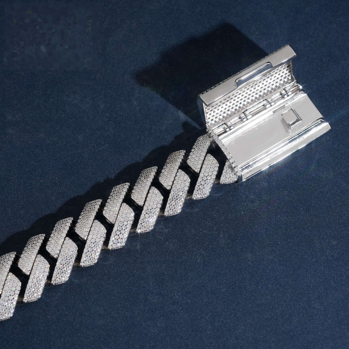 20mm 4-Row Iced-Out Cuban Link Bracelet — Moissanite, 925 Silver