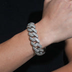 20mm 4-Row Iced-Out Cuban Link Bracelet — Moissanite, 925 Silver