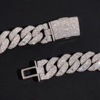 20mm Baguette Mosaic Cuban Chain — Moissanite, 925 Silver