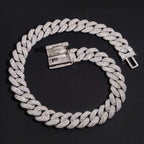 20mm Baguette Mosaic Cuban Chain — Moissanite, 925 Silver