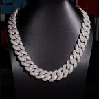 20mm Baguette Mosaic Cuban Chain — Moissanite, 925 Silver
