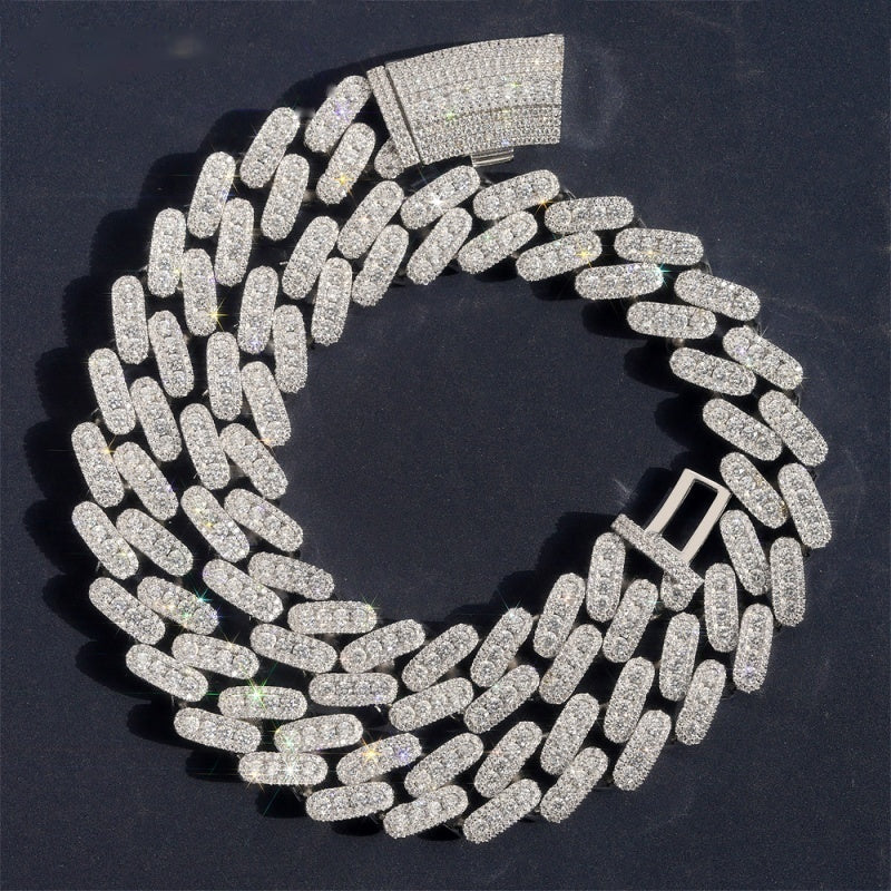 20mm Big Stone Cuban Chain — Moissanite, 925 Silver