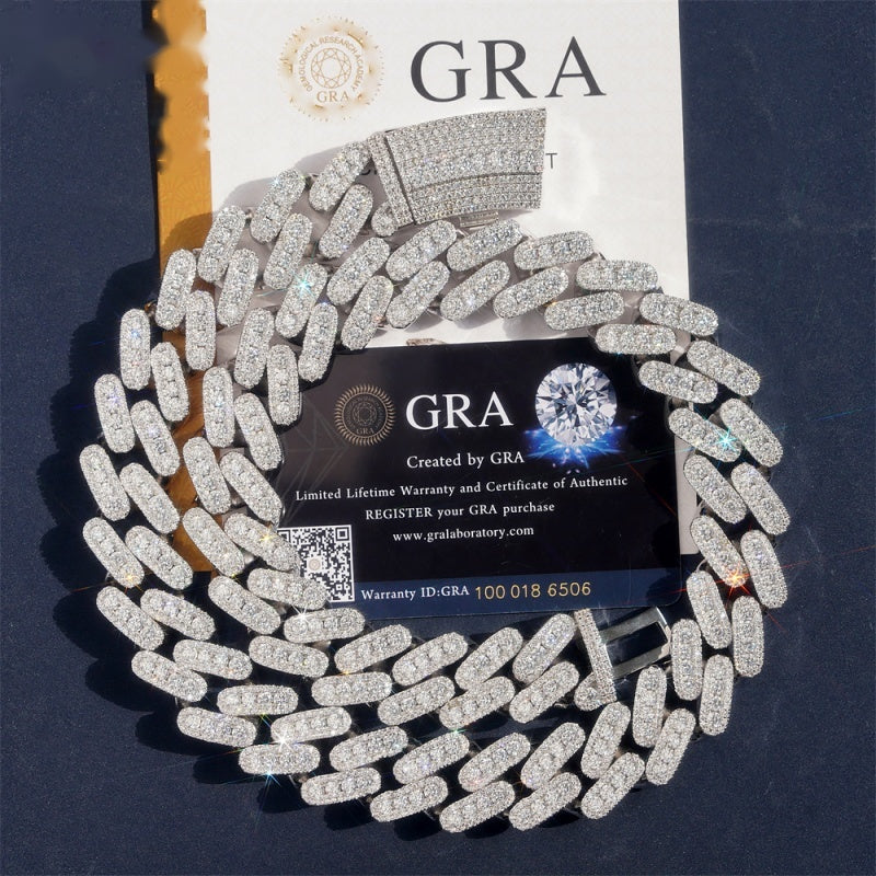 20mm Big Stone Cuban Chain — Moissanite, 925 Silver