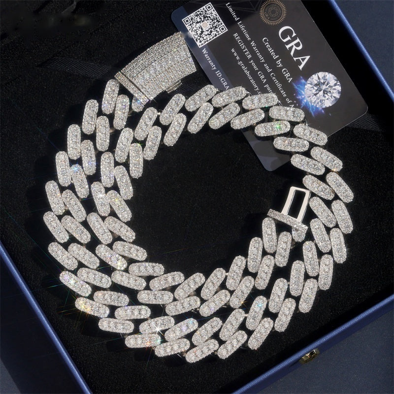 20mm Big Stone Cuban Chain — Moissanite, 925 Silver