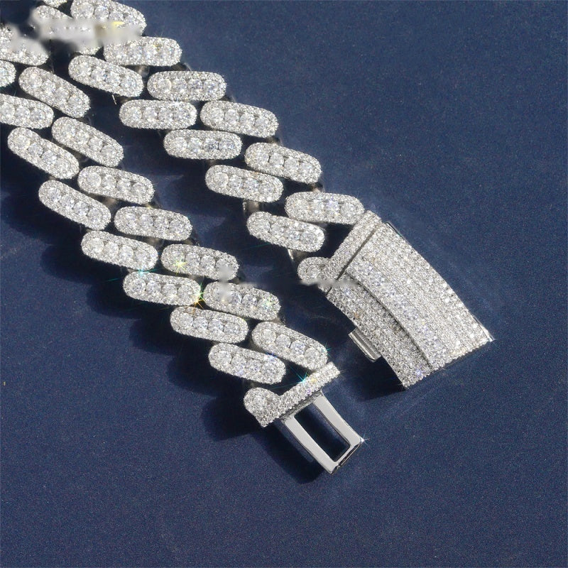 20mm Big Stone Cuban Chain — Moissanite, 925 Silver