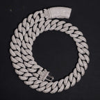 20mm Mixed Cut Cuban Chain — Moissanite, 925 Silver