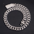 20mm Mixed Cut Cuban Chain — Moissanite, 925 Silver