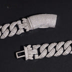 20mm Mixed Cut Cuban Chain — Moissanite, 925 Silver