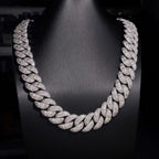20mm Mixed Cut Cuban Chain — Moissanite, 925 Silver