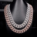 20mm Mosaic Cuban Chain New Lock — Moissanite, 925 Silver