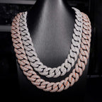 20mm Mosaic Cuban Chain New Lock — Moissanite, 925 Silver