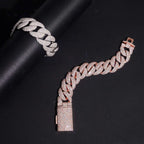 20mm Mosaic Cuban Chain New Lock — Moissanite, 925 Silver