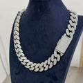 22mm Double Row Cuban Chain — Moissanite, 925 Silver