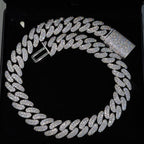 22mm Double Row Cuban Chain — Moissanite, 925 Silver