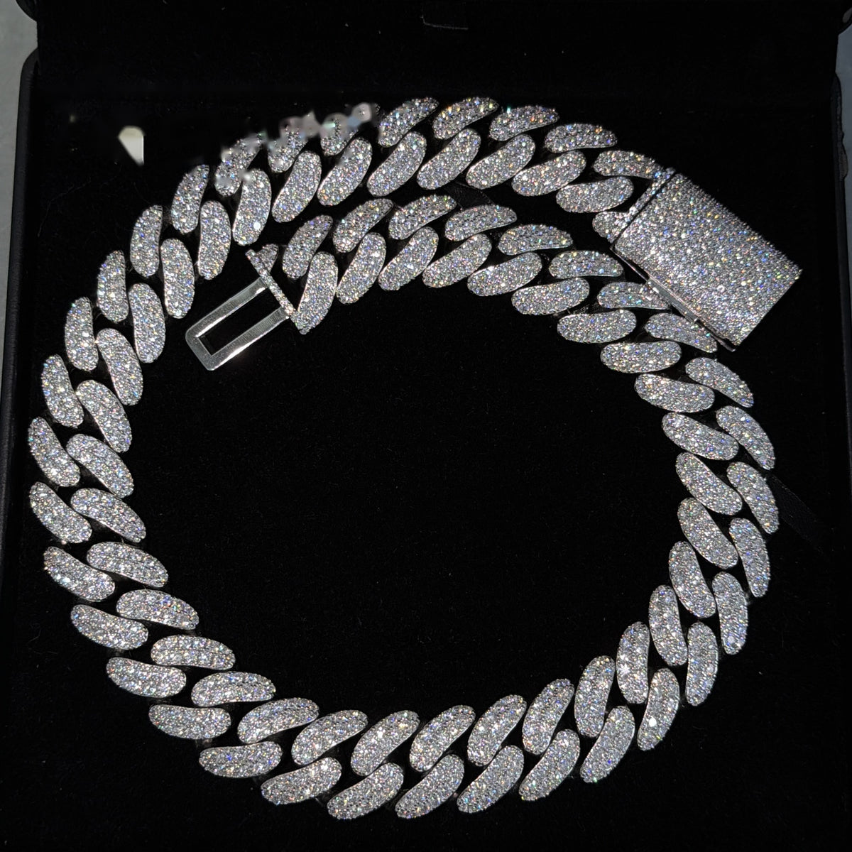 22mm Double Row Cuban Chain — Moissanite, 925 Silver