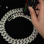 22mm Double Row Cuban Chain — Moissanite, 925 Silver