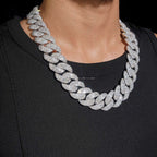 24mm Moon Cuban Chain — Moissanite, 925 Silver